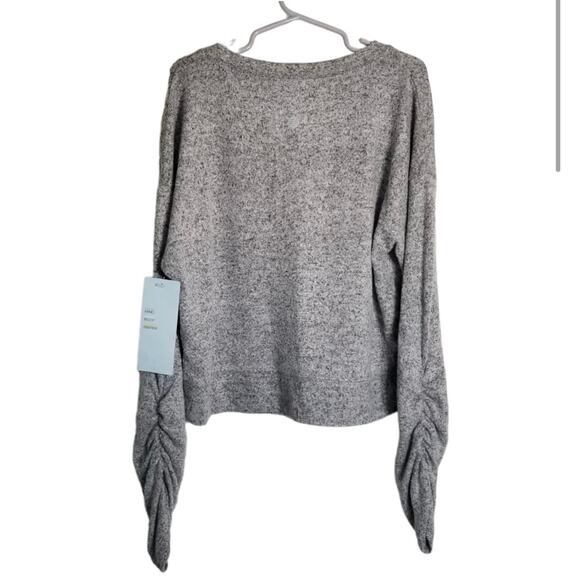 Z by Zella Other - Z by Zella Girls Crop Top Sweater Size 7/8 NWT Gray Long Sleeve Ruched Nordstrom